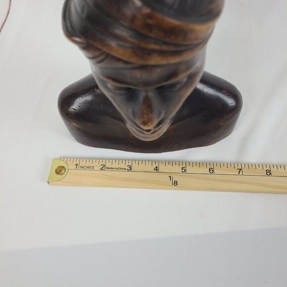 Carved Wooden Balinese Bali Young Man‎ Head Bust Statue Sculpture Mid Century - Picture 11 of 11